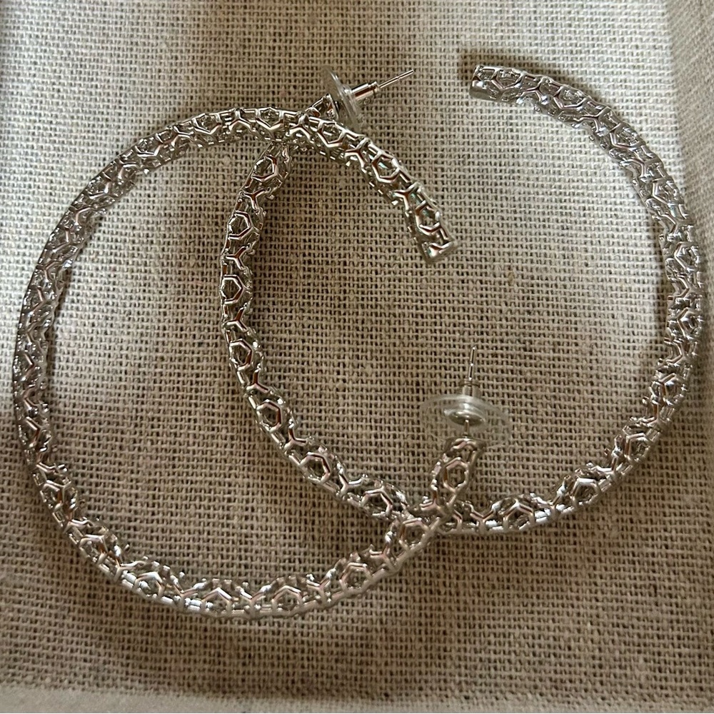 Kendra Scott Silver Textured Hoop Earrings